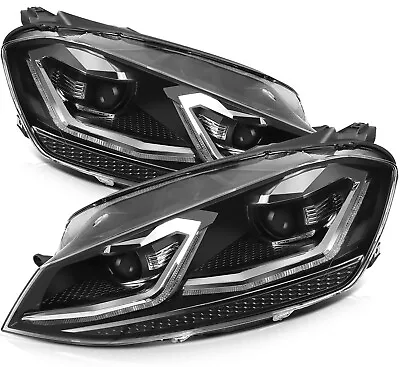 Pair Headlights Assembly For 2014 2015 Volkswagen Golf MK7 Pair Black Headlamps • $336.99