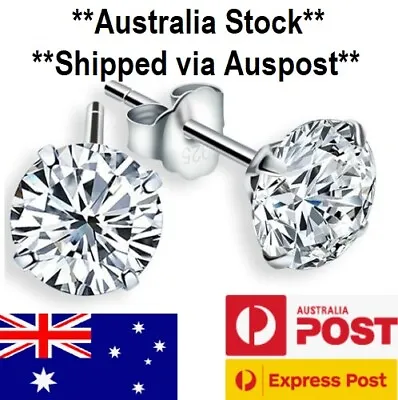$3.99 • Buy 1 PAIR Sterling Silver 925 Swarovski Crystal Diamond Zirconia Stud Earrings Gift