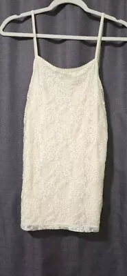 Mod Bod SUPER SOFT Lace Front Jersey Knit Tank Top Blouse Shirt XL Ivory STRETCH • $19.99