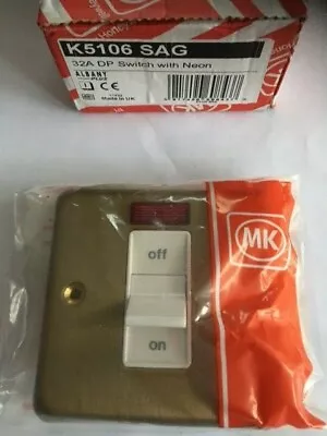 £17.99 • Buy MK Albany Plus Oven - Cooker Switch With Neon 32A DP K5106 SAG Satin Gold
