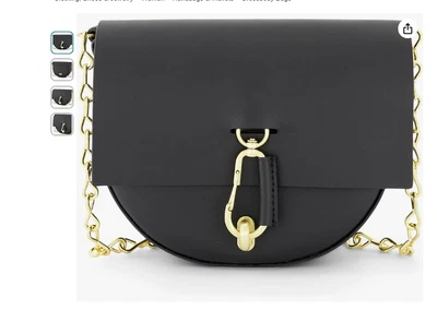 $120.88 • Buy Zac Zac Posen Belay Leather Saddle Crossbody Bag Women's Black Turn Lock~