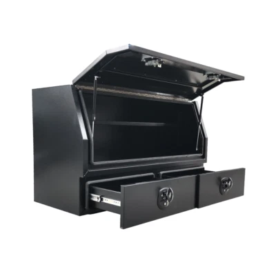 $1300 • Buy 140 X 60 X 82cm Black Flat Aluminium 2 Drawer Ute Tool Box Truck Trailer Toolbox