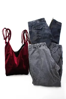 $41.99 • Buy Zara Womens Velvet Braided Strap Top Skinny Jeans Pants Red Gray XS S 6 Lot 3