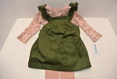 Baby Girl Carter's 3-Piece Floral Tee & Corduroy Jumper Set BRAND NEW MINT 12mth • $10.95