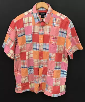 Brooks Brothers Men's Madras Plaid Patchwork Shirt Short Sleeve Button Up Size M • $23.99