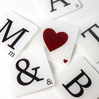 Acrylic Alphabet Scrabble Style Letter Coasters - Custom Initials - Printed Mats • £3.68
