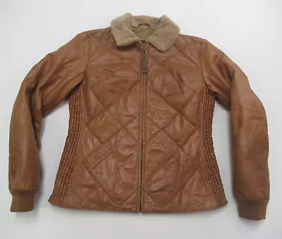 Vintage Eddie Bauer Down Leather Jacket Mens Large • $225