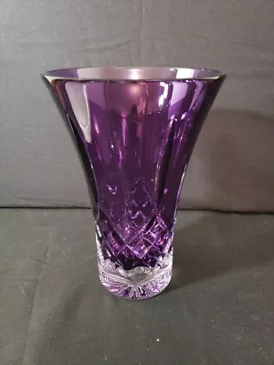 Waterford Crystal Lismore Amethyst Purple 8  Vase Nice But Monogrammed • $110