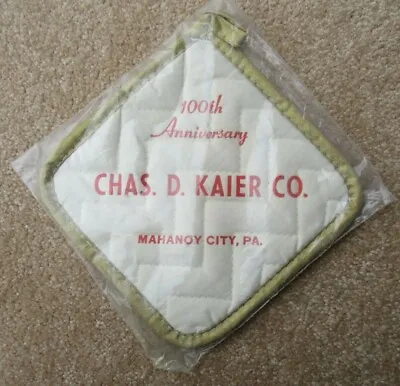Kaier's Beer 100th Anniversary Pot Holder Mahanoy City PA NOS 1962 New Old Stock • $14.99