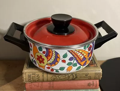 Vintage Retro Enamel Saucepan Pot Dutch Oven • $32