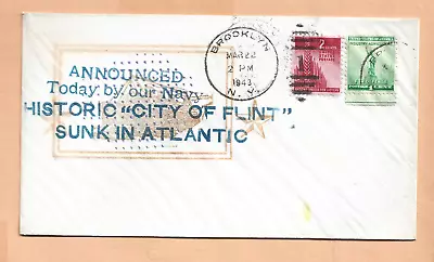 U.s.s. City Of Flint Sunk In Atlantic Mar 221943 Brooklyn Ny  Martindale Naval • $4