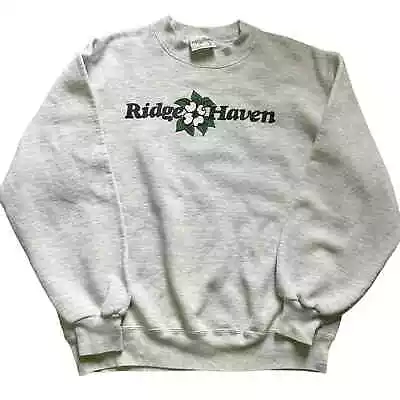 Vtg Velva Sheen Ridge Haven Camp Sweatshirt Gray Crewneck Large Made In USA NC  • $29.97