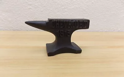 Rustic Chevrolet 1913 Miniature Anvil Paperweight Jeweler 1.5lb Raised Lettering • $26.05