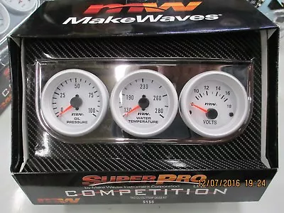 Automotive Competition Oil/volt/temp 3 Gauge Kit 5155 Make Waves Super Pro • $56