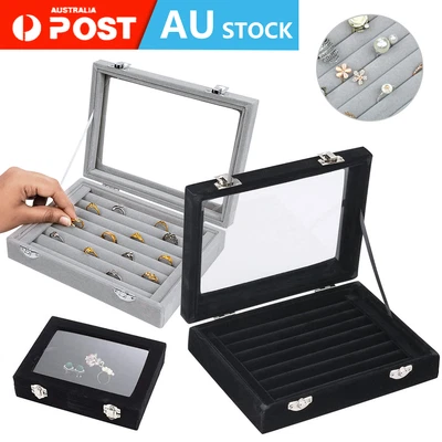 $12.16 • Buy Velvet Ring Earring Jewelry Display Organizer Box Tray Holder Storage Show Case