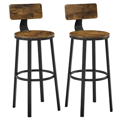 Set Of 2 Tall Bar Stools Bar Chairs With Backrest Kitchen Stools Breakfast • £69.99