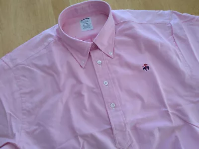 NWOT Brooks Brothers Pink Oxford Button Down Popover USA Ivy L Regent MSRP $140 • $62