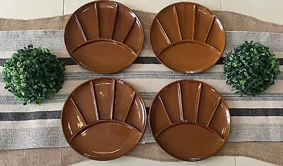 4 Vintage Melamine Fondue Sushi Plates Japan  Divided Brown Plate • $14.99