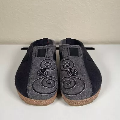 Haflinger Women’s Clogs Slippers Slip On Size 41 Pure Wool Gray Black • $39.99