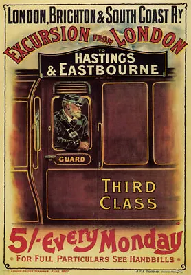 £2.93 • Buy TW36 Vintage London Hastings & Eastbourne From London Railway Travel Poster A4