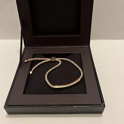 Monica Vinader Linear Friendship Bracelet Rose Gold/Metallica Engraved DIANA -30 • £48.99