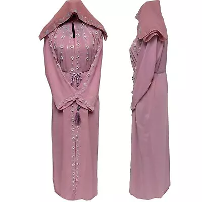 Women Pink Stone Works Abaya Jalabiya Arab Long Dress • £38