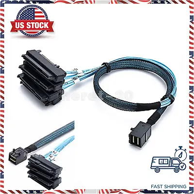 Mini-SAS HD To 4 SAS Forward Breakout Cable RAID HBA SFF-8643 To SFF-8482 HDD • $14.94