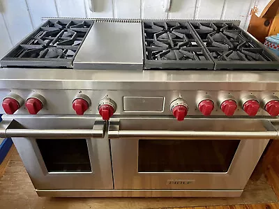 WOLF 48� DUAL FUEL RANGE 6 Burners & Griddle -LP + WOLF Range HOOD + BACKSPLASH • $1