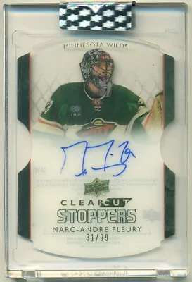 2022-23 Upper Deck Clear Cut Stoppers Autograph MARC-ANDRE FLEURY Wild 31/99 • $217.29