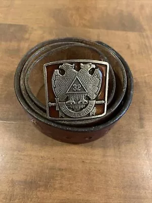 Vint Scottish Rite Of Free Masonry 32 Degree Mason Buckle/belt Eagle & Brown • $25