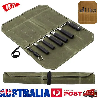 Knife Bag Canvas Chef Roll Bag With 7 Slots Pocket For Kitchen Storage Bags 2023 • $21.95