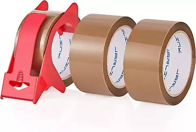 3 Rolls Brown Packing Tape With Dispenser Heavy Duty Packaging Tape Refills For • $11.75