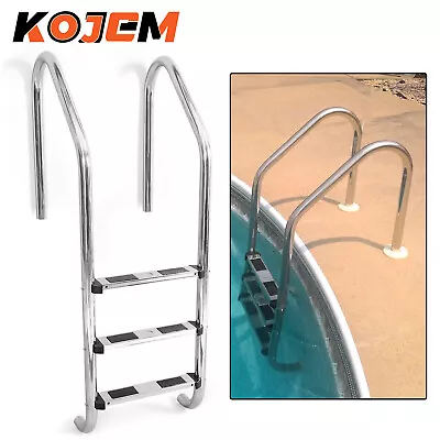 KOJEM Non-Slip 3-Step Stainless Steel Swimming Pool Ladder For In-Ground Pools • $148