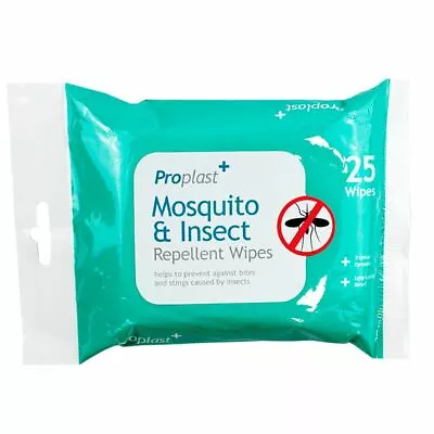 £6.99 • Buy 25pk Mosquito Insect Midge Repellent Wipes Tropical Formula Bite Deet Free