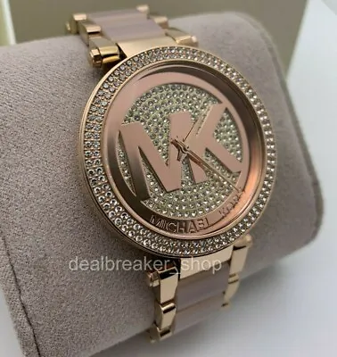 $129.90 • Buy MICHAEL KORS MK6176 Parker MK Logo Crystal Dial Rose Gold Ladies Wrist Watch