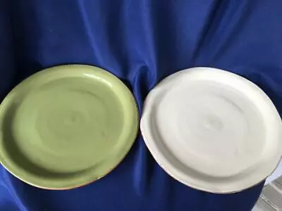 2  Vietri Cucina Fresca Dinner Plates Cream Sage EUC Made Italy • $64.99