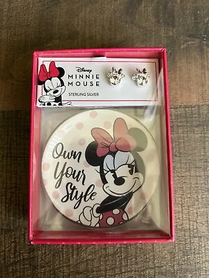 Disney Own Your Style Children Minnie Mouse Clear Stud Earrings Trinket Dish NIB • $18.99