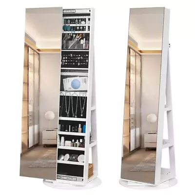 360° Swivel Jewelry Organizer With Full-Length Mirror Rear Storage Shelves • $122.99