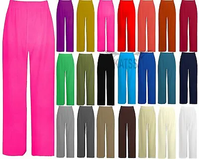 New Ladies Women Casual Loose Fit Palazzo Pyjamas Trousers UK 08-26 • £7.99