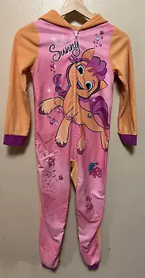 MY LITTLE PONY Pajamas Size 8 Girls One Piece Costume Hoodie Union Suit Sunny • $14.95