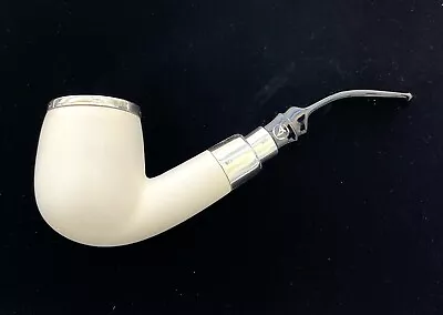 ALTINOK Smooth Block Meerschaum Pipe 925 Silver Cap/stem Unsmoked Pipe W Case! • $150