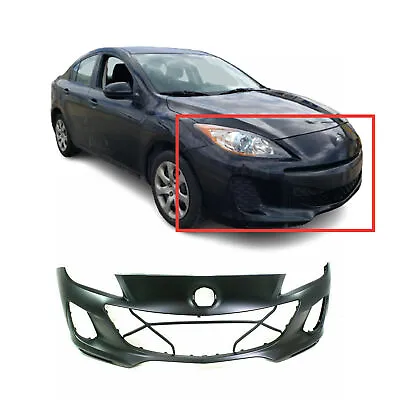 Front Bumper Cover For 2012-2013 Mazda 3 W/ Fog Light Holes • $113.05