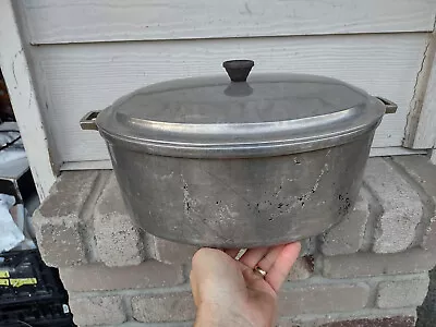 VTG Miracle Maid Advance Cookware Cast Aluminum Oval Roaster Pan Lid Dutch Oven • $24.95