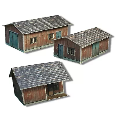 N Scale Buildings Kit - (3) Weathered Effect Sheds - Coverstock Model Kit WS3N • $8.77