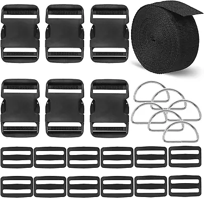 2 Inch Buckles Straps Set 6 Yards Nylon Webbing Straps With 6 Pcs Quick Side 12 • $17.07