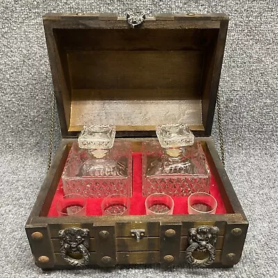 Vintage Japanese Liquor Treasure Chest With 2 Decanters & 4 Shot Glasses • $49.99