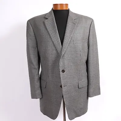 Ralph Lauren 48R Mens Sport  Coat Silk Wool Blue Check 2 Btn Blazer Jacket • $74.99