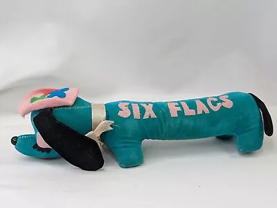 Six Flags Dachshund Dog Plush Teal 10 Inch VIntage Stuffed Animal Toy • $15.25