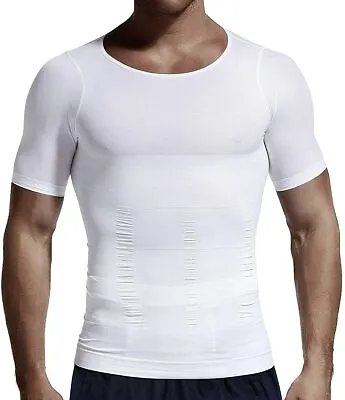 Men's Slimming Body Shaper Posture Corrector Vest Abdomen Compression Shirt Tops • $14.05