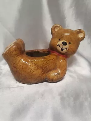 Vintage Ceramic Teddy Bear Planter 6 ×3  • $6